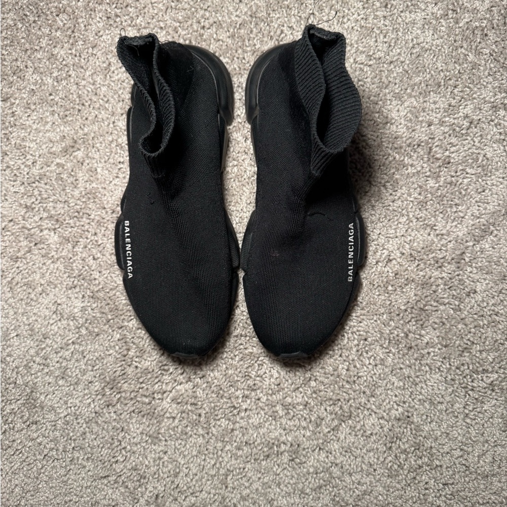 BALENCIAGA WOMEN'S SPEED 2.0 RECYCLED KNIT SNEAKER IN BLACK